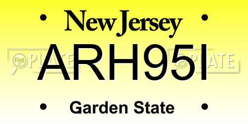 ARH95I New Jersey License Plate