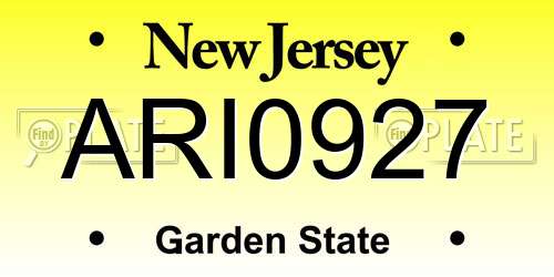 ARI0927 New Jersey License Plate