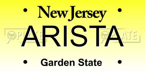 ARISTA New Jersey License Plate