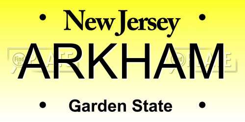ARKHAM New Jersey License Plate
