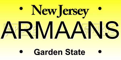 ARMAANS New Jersey License Plate