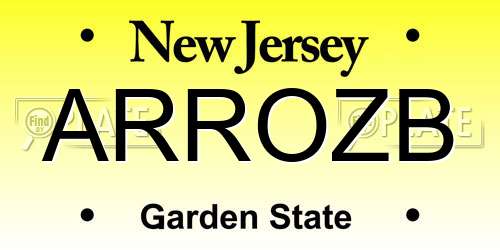 ARROZB New Jersey License Plate