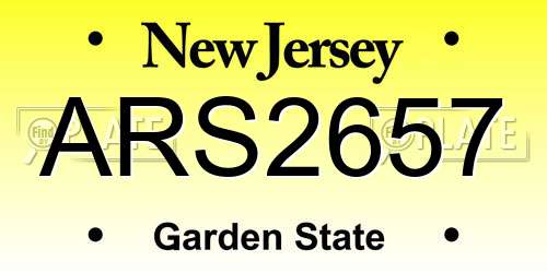 ARS2657 New Jersey License Plate