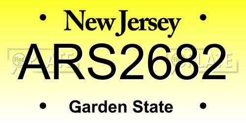 ARS2682 New Jersey License Plate