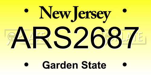 ARS2687 New Jersey License Plate