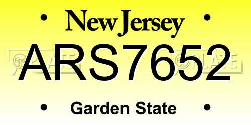 ARS7652 New Jersey License Plate