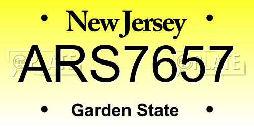 ARS7657 New Jersey License Plate