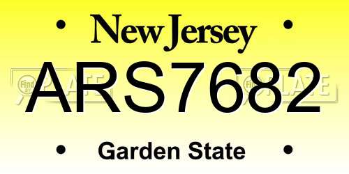 ARS7682 New Jersey License Plate