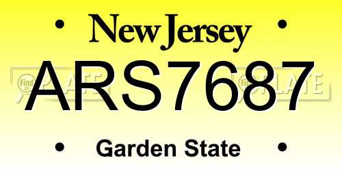ARS7687 New Jersey License Plate
