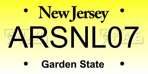 ARSNL07 New Jersey License Plate