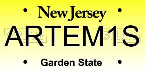 ARTEM1S New Jersey License Plate