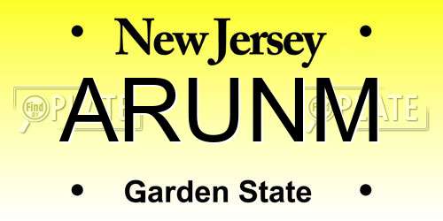 ARUNM New Jersey License Plate