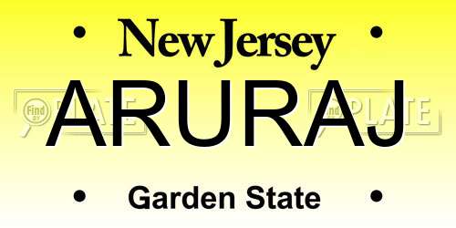 ARURAJ New Jersey License Plate