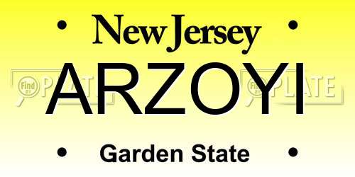 ARZOYI New Jersey License Plate