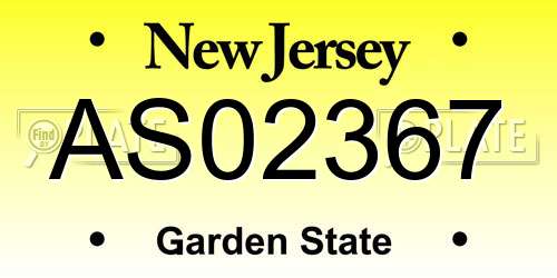 AS02367 New Jersey License Plate