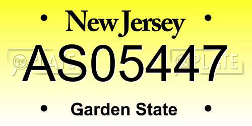AS05447 New Jersey License Plate