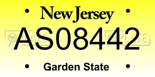 AS08442 New Jersey License Plate