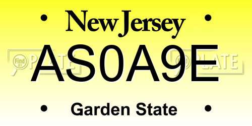 AS0A9E New Jersey License Plate