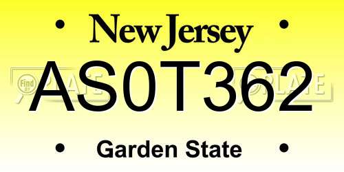 AS0T362 New Jersey License Plate