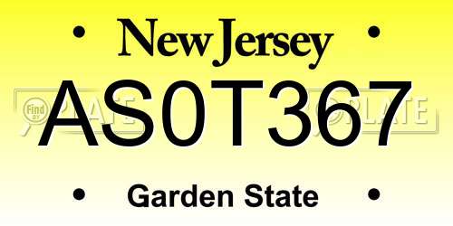 AS0T367 New Jersey License Plate