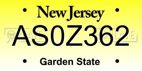 AS0Z362 New Jersey License Plate