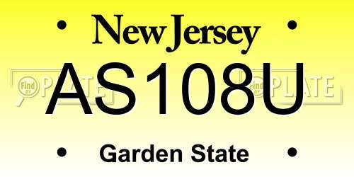 AS108U New Jersey License Plate
