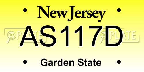 AS117D New Jersey License Plate