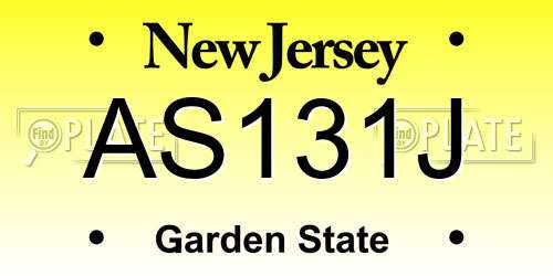 AS131J New Jersey License Plate