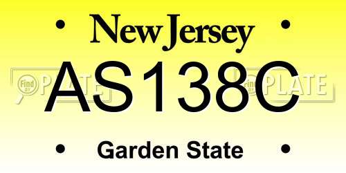 AS138C New Jersey License Plate