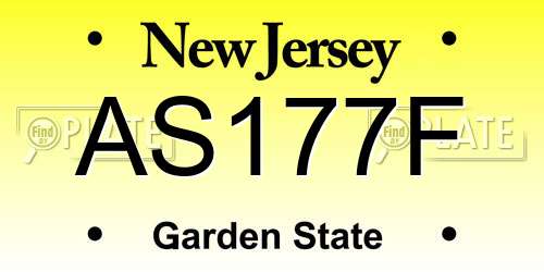AS177F New Jersey License Plate