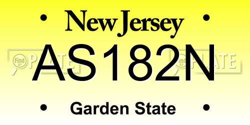 AS182N New Jersey License Plate