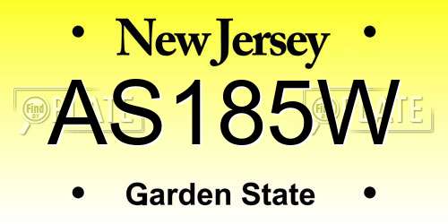 AS185W New Jersey License Plate