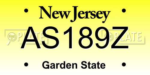 AS189Z New Jersey License Plate