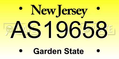 AS19658 New Jersey License Plate