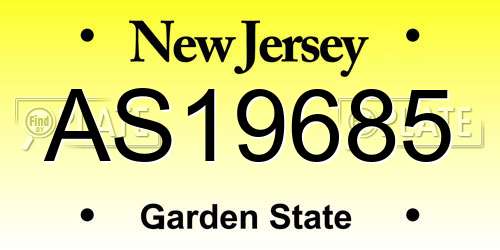 AS19685 New Jersey License Plate