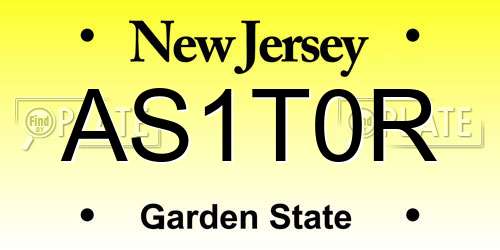 AS1T0R New Jersey License Plate