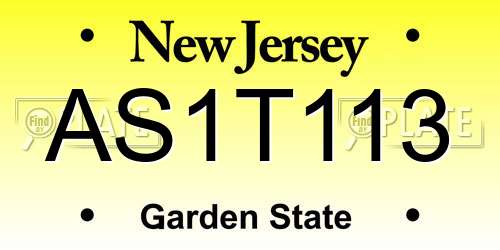 AS1T113 New Jersey License Plate