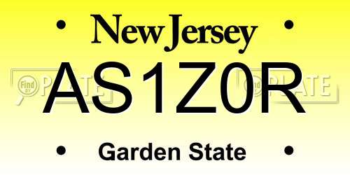 AS1Z0R New Jersey License Plate