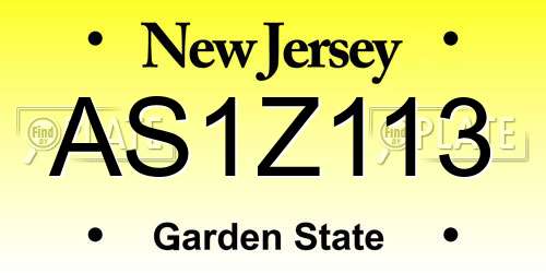 AS1Z113 New Jersey License Plate