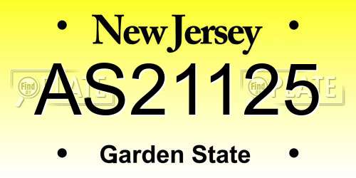 AS21125 New Jersey License Plate