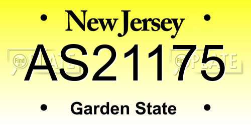 AS21175 New Jersey License Plate
