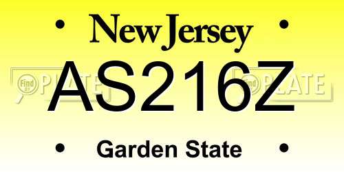 AS216Z New Jersey License Plate