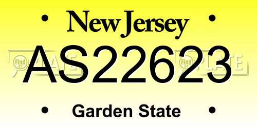 AS22623 New Jersey License Plate