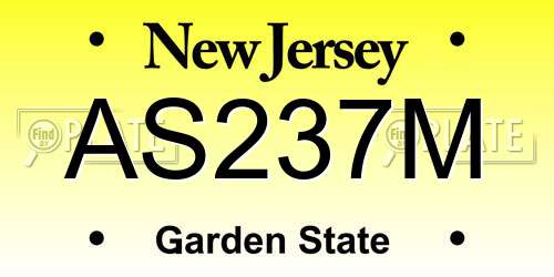 AS237M New Jersey License Plate