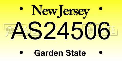 AS24506 New Jersey License Plate