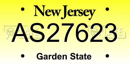 AS27623 New Jersey License Plate