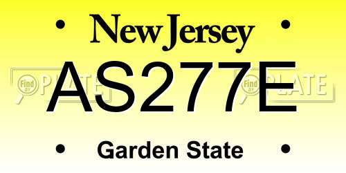 AS277E New Jersey License Plate