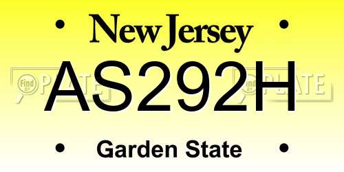 AS292H New Jersey License Plate