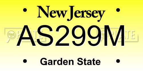 AS299M New Jersey License Plate