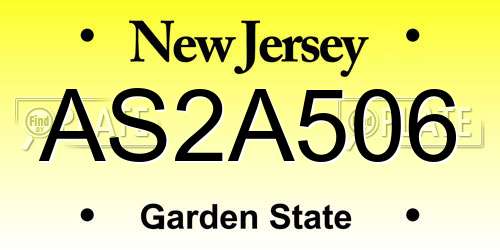 AS2A506 New Jersey License Plate